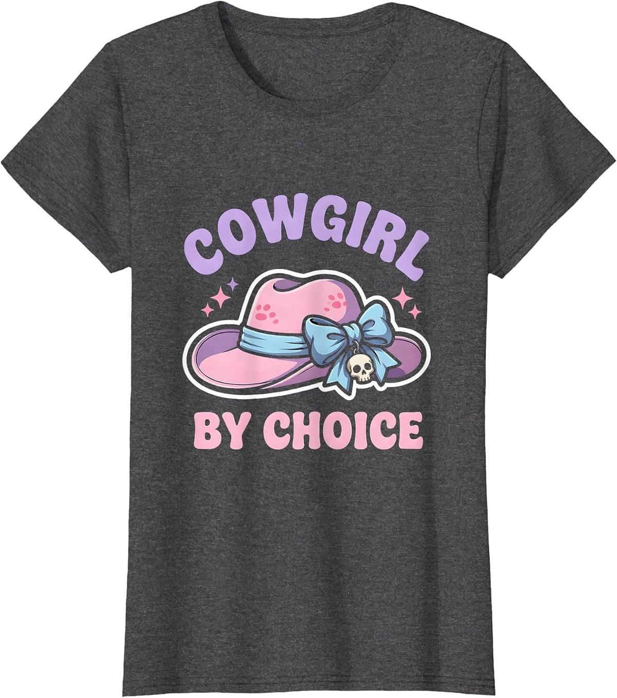 Women's Cowgirl By Choice Western Girls Design T-Shirt - Dark Heather Grey