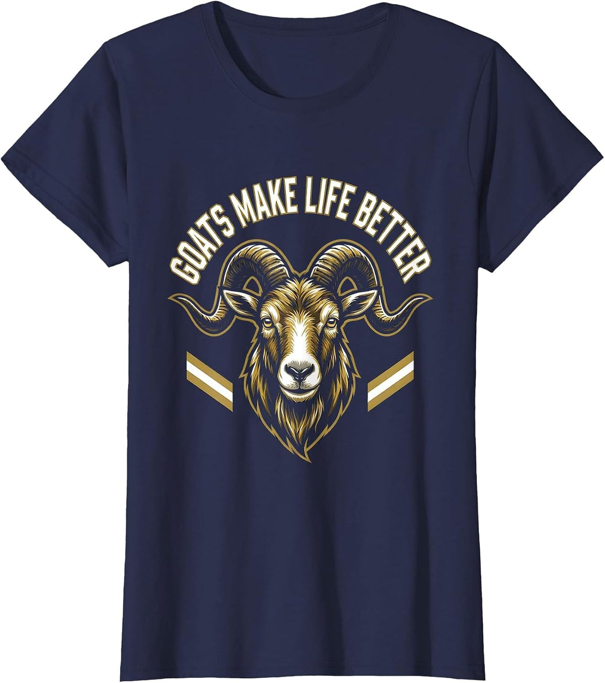 Women's Goats Make Life Better Funny Goat Lover Design T-Shirt - Navy Blue