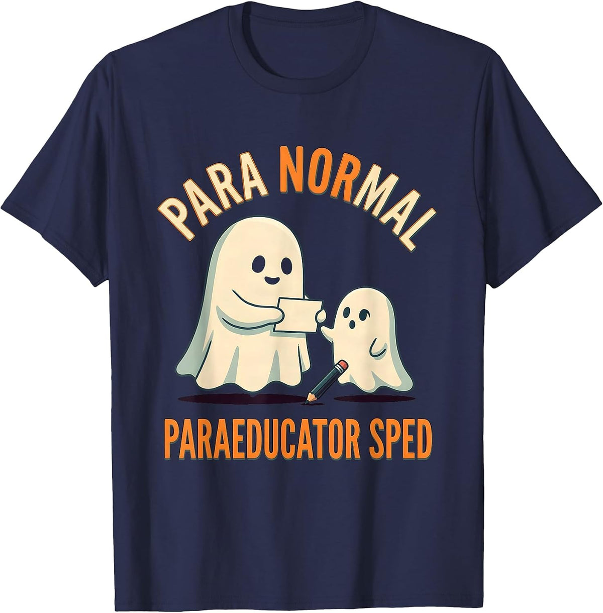Men's Para Normal SPED Paraeducator Ghost Halloween Teacher Aide T-Shirt - Navy Blue
