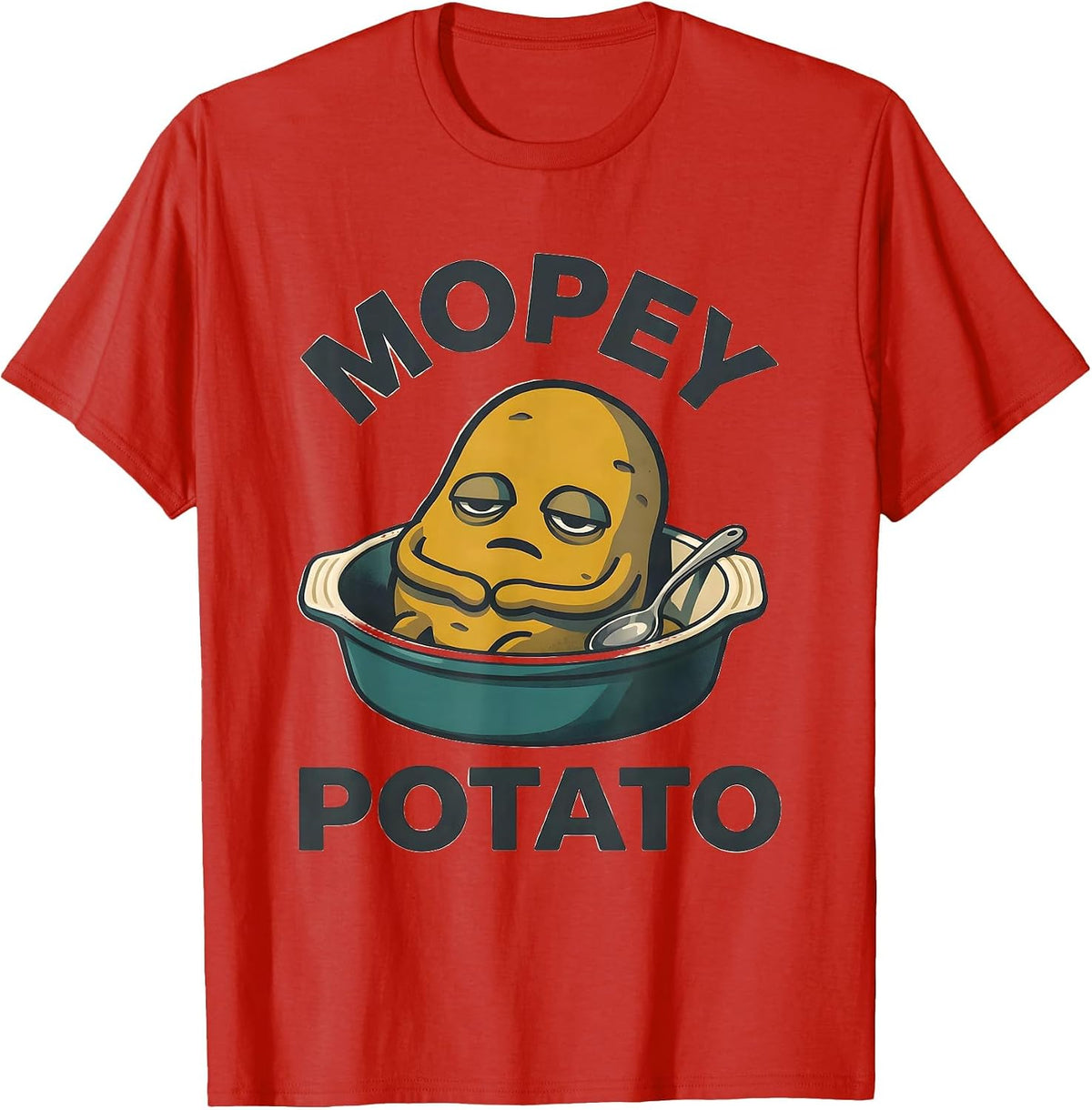 Mopey Potato Midcentury Modern Funny Couples Thanksgiving T-Shirt - Red