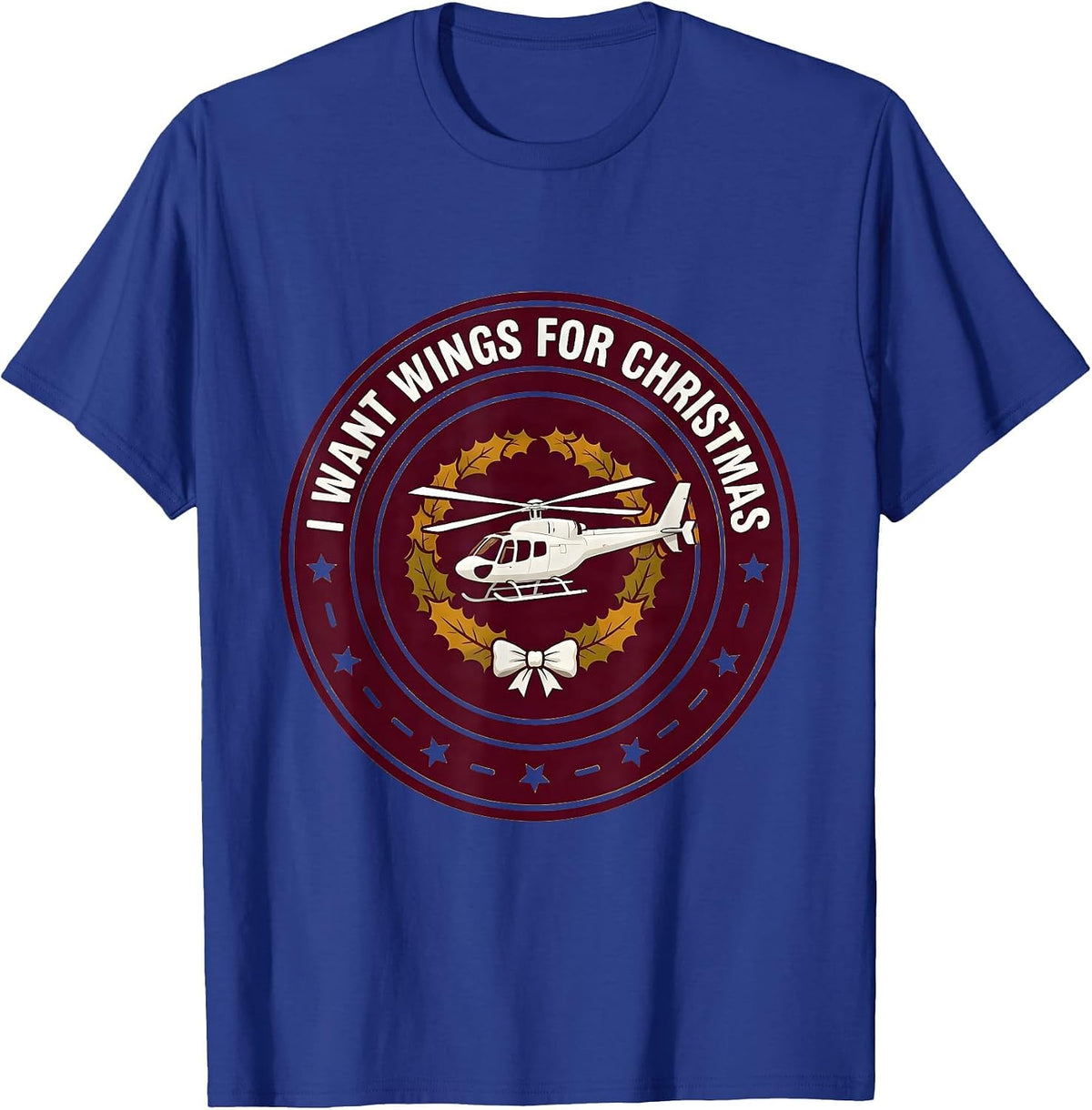 Men's I Want Wings For Christmas Funny Pilot Aviation Christmas T-Shirt - Royal Blue
