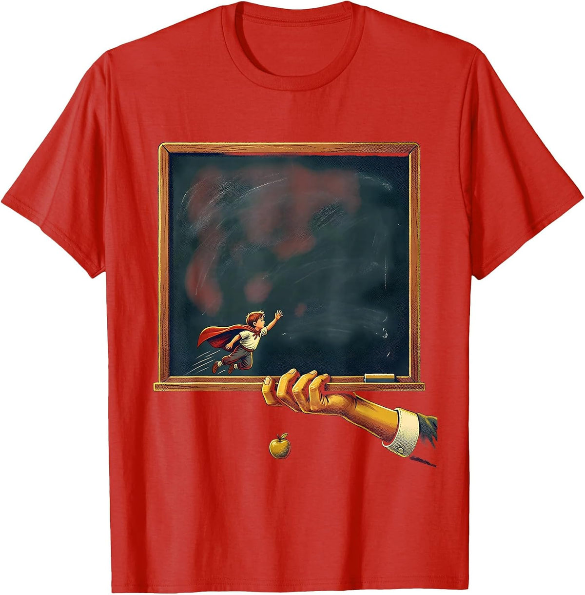 Men's Teacher Superhero Chalkboard Funny Classroom Gift T-Shirt - Red