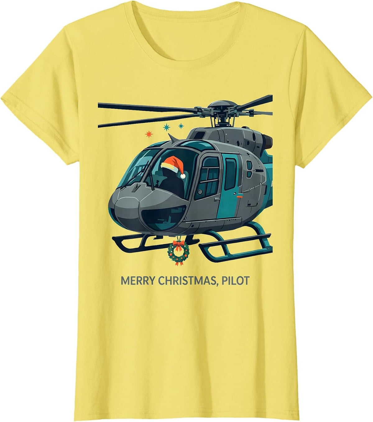 Merry Christmas, Pilot Funny Aviation Humor Holiday T-Shirt - Lemon Yellow