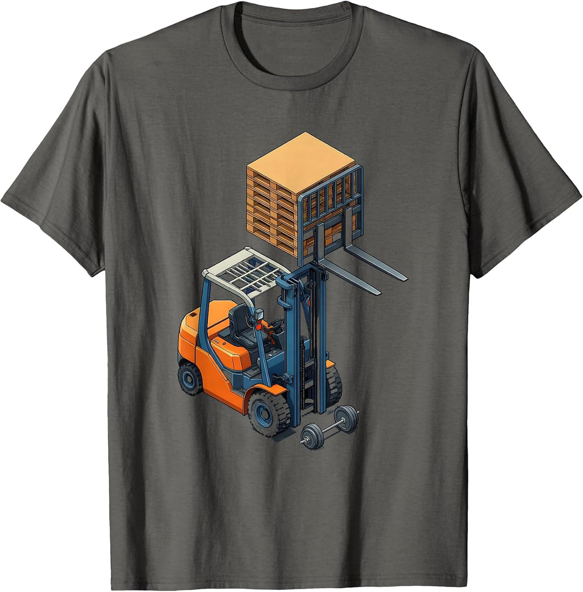 Forklift Art Funny Forklift Operator Warehouse Worker T-Shirt - Asphalt Grey