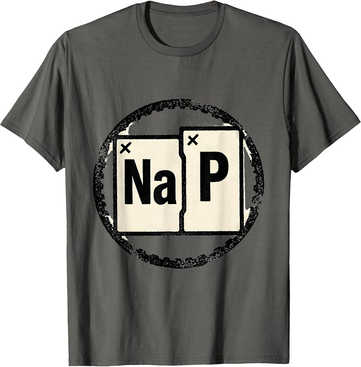 NaP Rubber Stamp Funny Science Nerd Periodic Table Element T-Shirt - Asphalt Grey