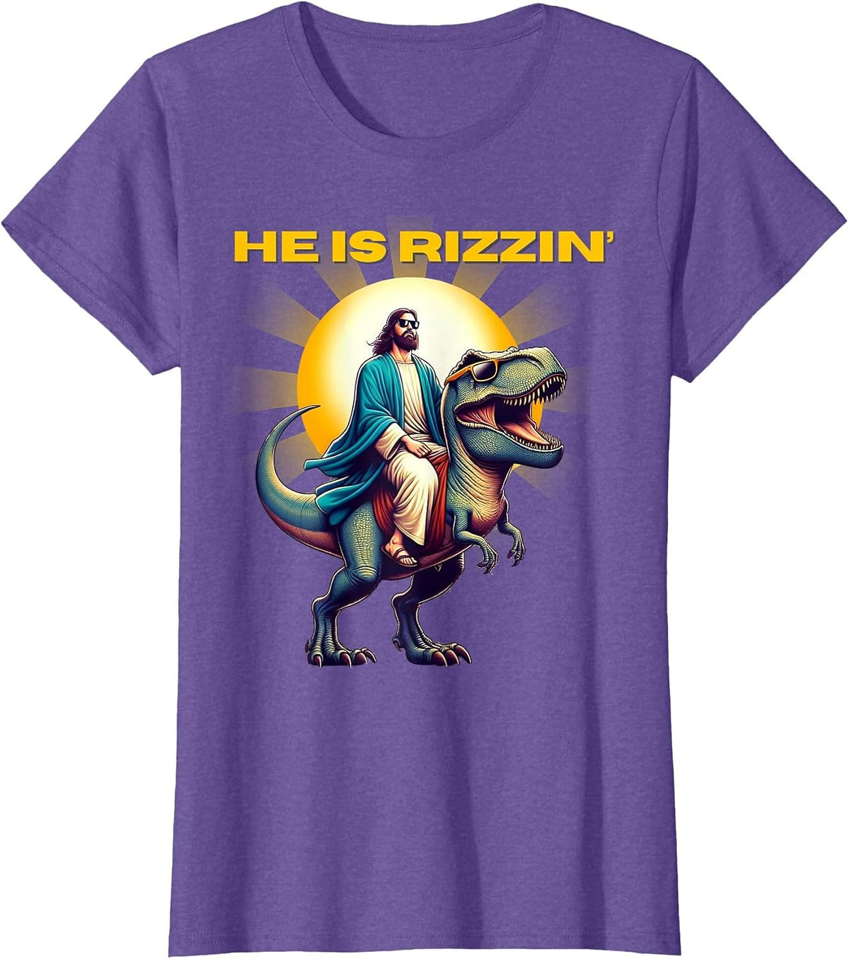 He is Rizzen Jesus Has Rizzen Retro Christian Easter 2026 T-Shirt - Purple Heather