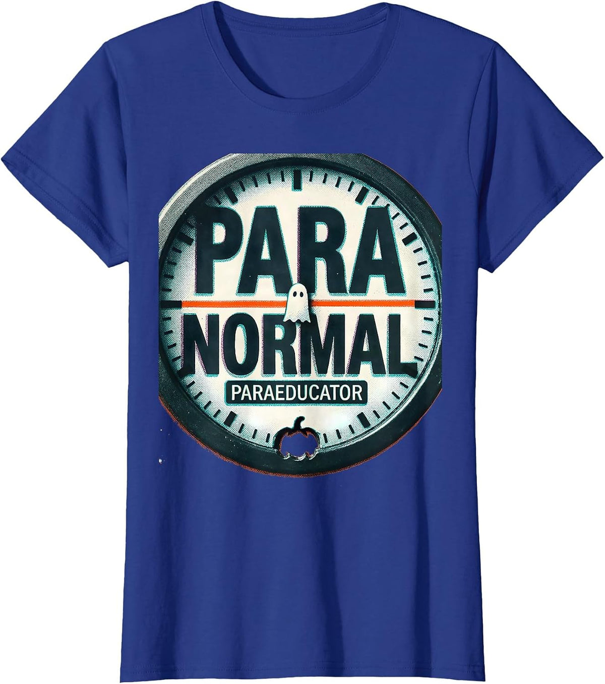 Women's Para Normal Paraeducator Risograph Halloween Para Teacher T-Shirt - Royal Blue
