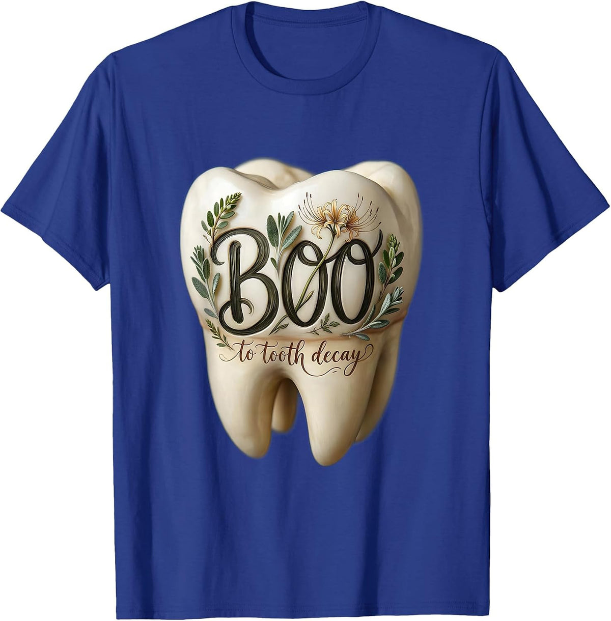 Boo to Tooth Decay Dental Halloween Design T-Shirt - Royal Blue