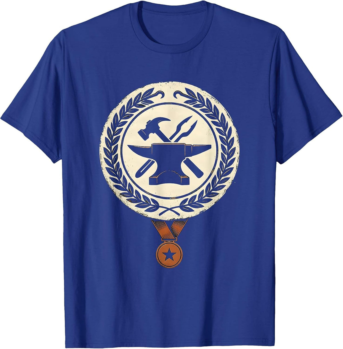 Sealed Anvil Wreath Vintage Blacksmith Trade Pride T-Shirt - Royal Blue