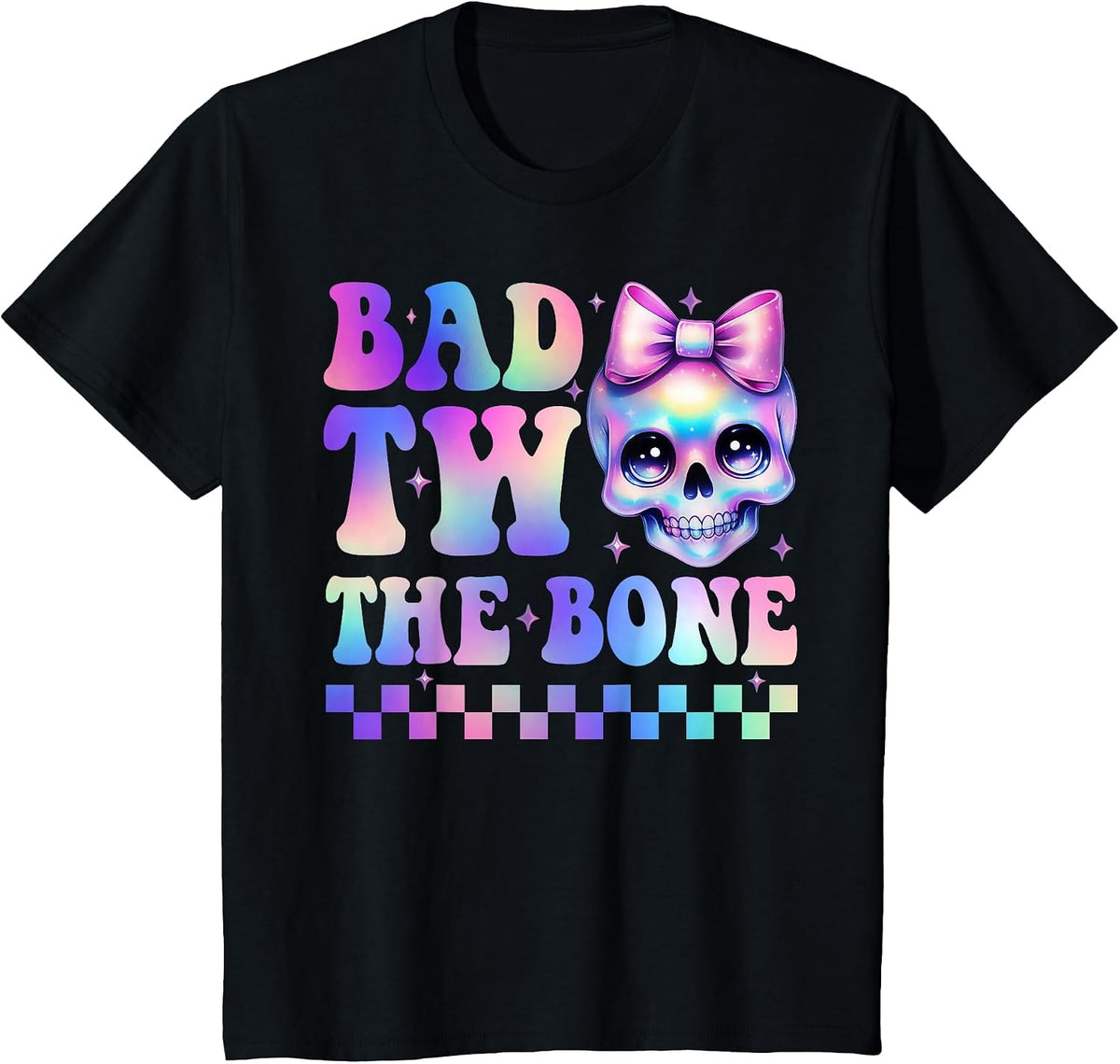 Bad Two The Bone 2nd Birthday Kid Girl Tie Dye Birthday T-Shirt - Black