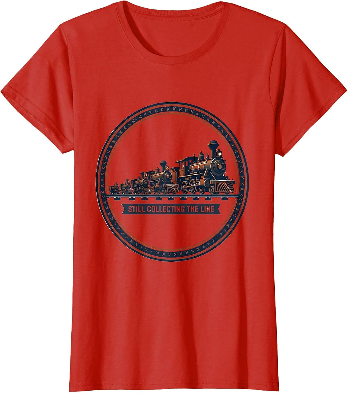 Still Collecting The Line Vintage Train Enthusiast T-Shirt - Red