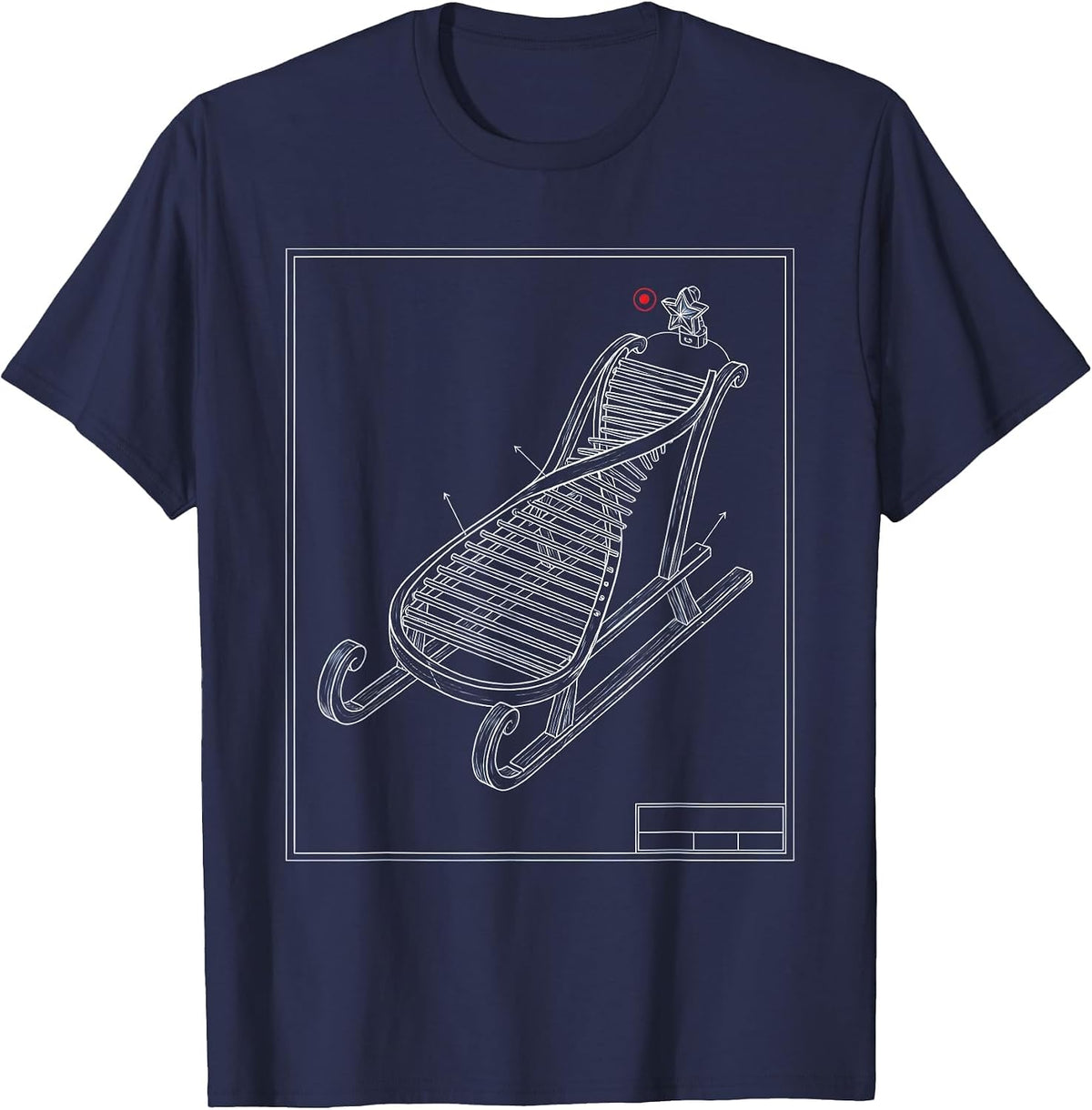 DNA Helix Christmas Sleigh Science Teacher Humor T-Shirt - Navy Blue