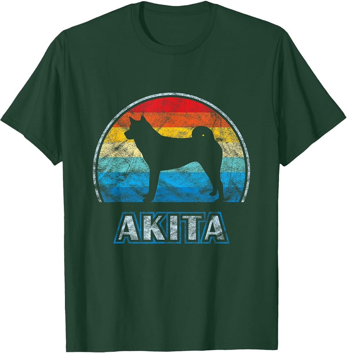 Akita Vintage Design Dog T-Shirt - Dark Green