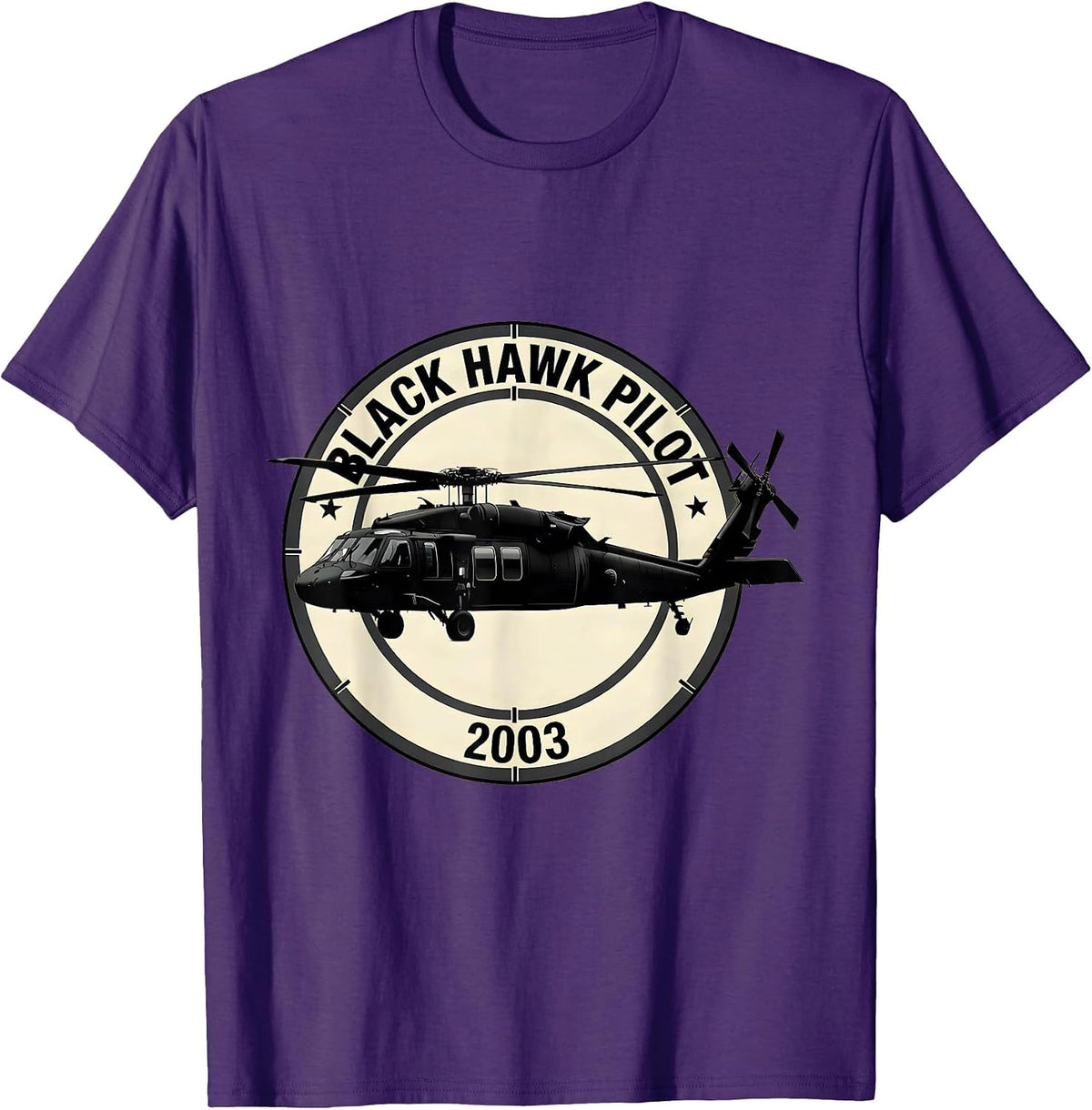Black Hawk Pilot 2003 Military Helicopter Veteran Gift T-Shirt - Purple