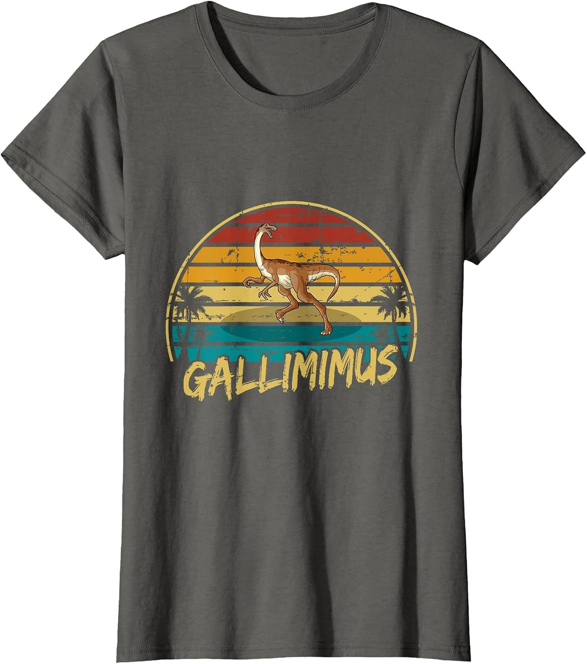 Dino Gallimimus Dinosaur T-Shirt - Asphalt Grey