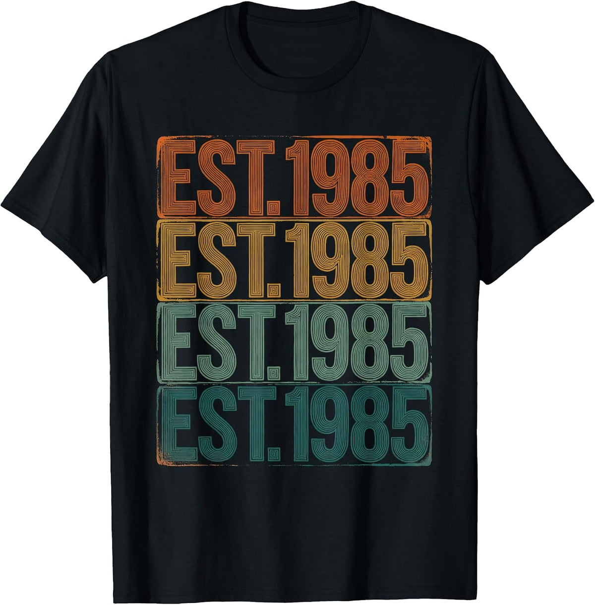 Men's EST. 1985 Retro Vintage Wordmark Nostalgia T-Shirt - Black