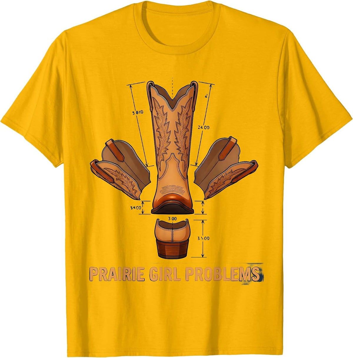 Men's Prairie Girl Problems Western Design T-Shirt - Golden Yellow