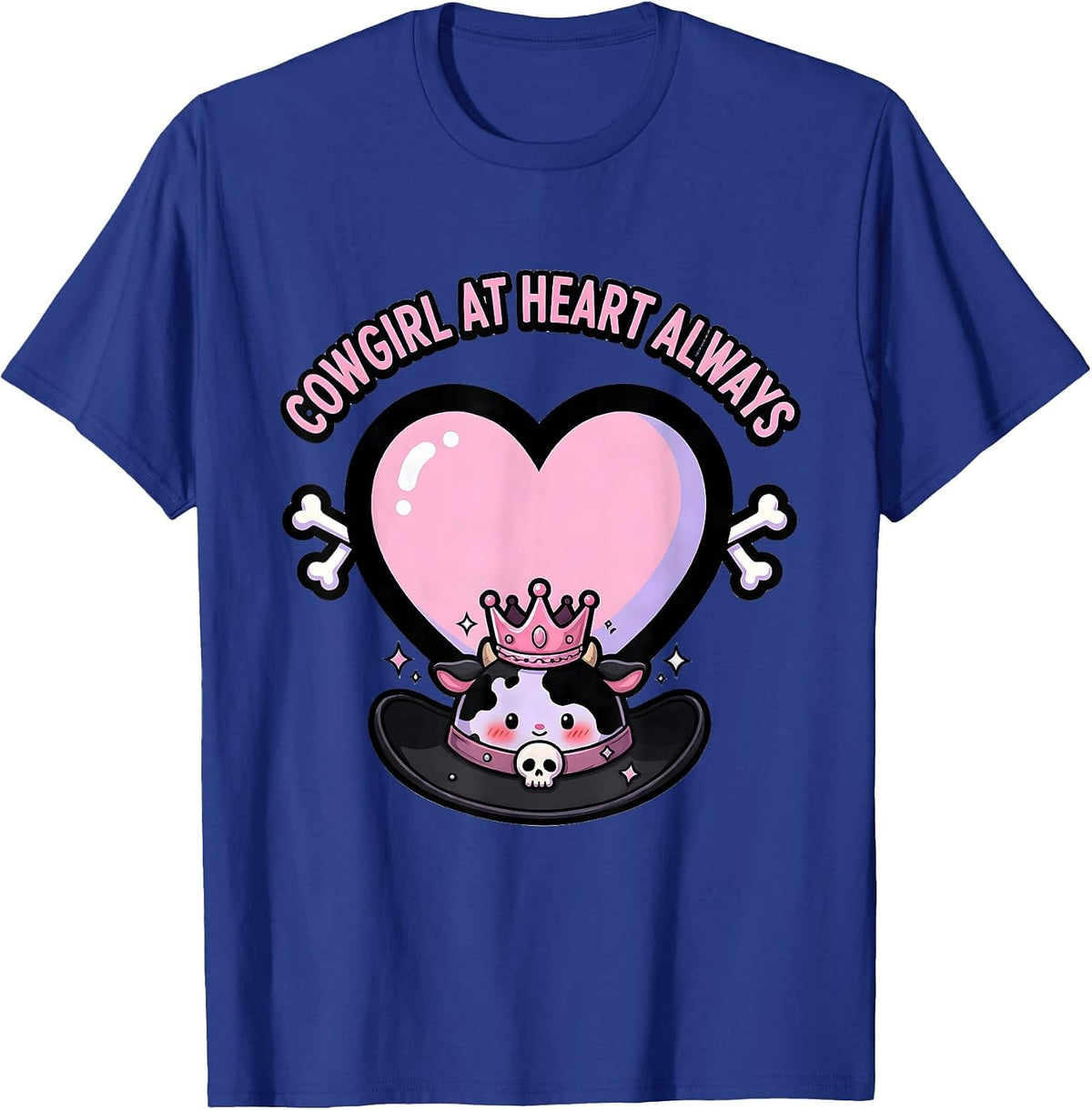 Cowgirl At Heart Always Western Spirit Design T-Shirt - Royal Blue