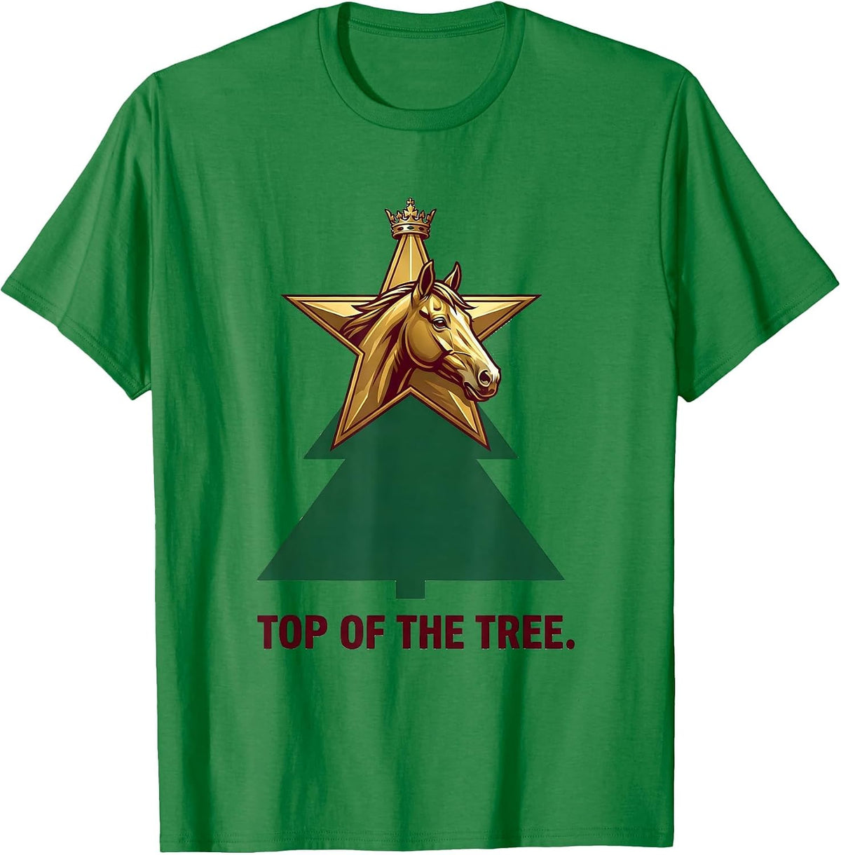 Men's Top Of The Tree Horse Lover Christmas Pajama Humor T-Shirt - Kelly Green