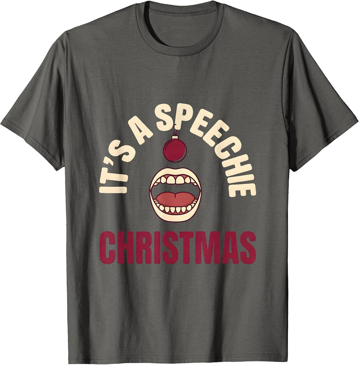 Men's It's a Speechie Christmas Funny SLP Speech Therapist Holiday T-Shirt - Asphalt Grey