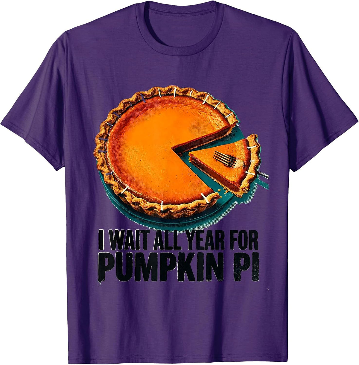 I Wait All Year For Pumpkin Pi Funny Thanksgiving Pie Lover T-Shirt - Purple