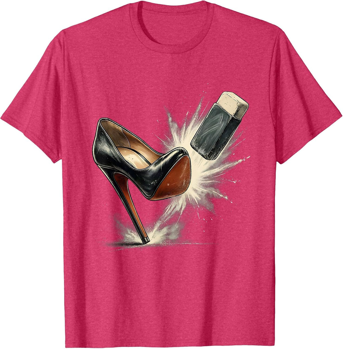 Men's Friyay Teacher High Heel Kicks Chalkboard Eraser T-Shirt - Red Heather
