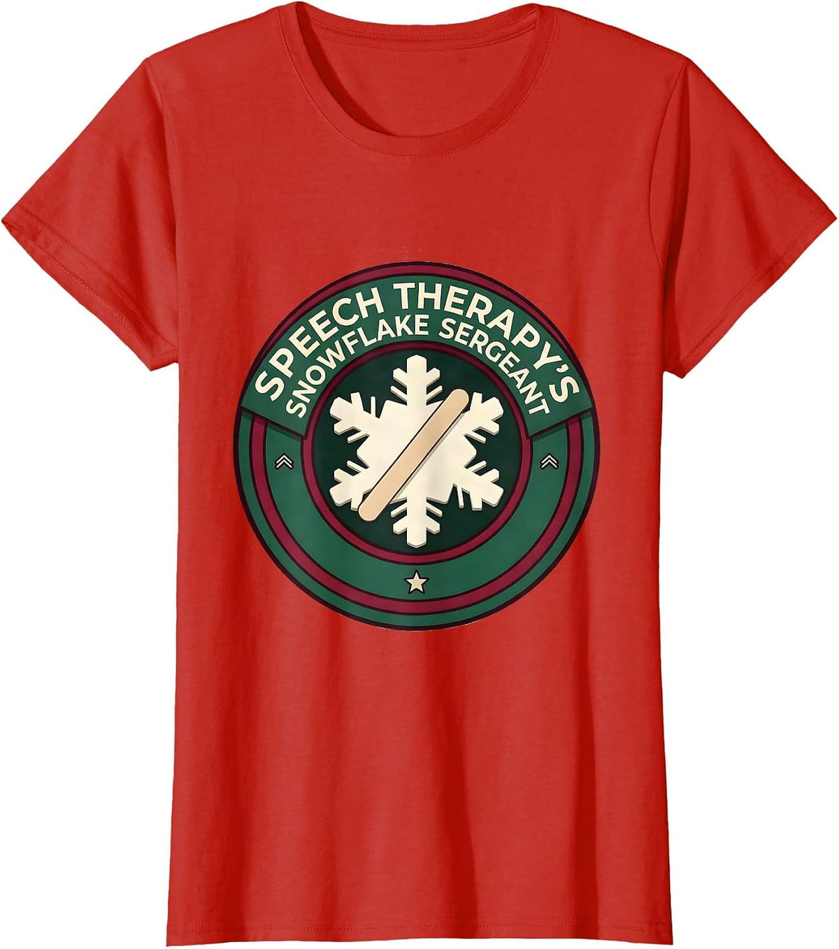 Speech Therapy's Snowflake Sergeant Funny SLP Christmas T-Shirt - Red