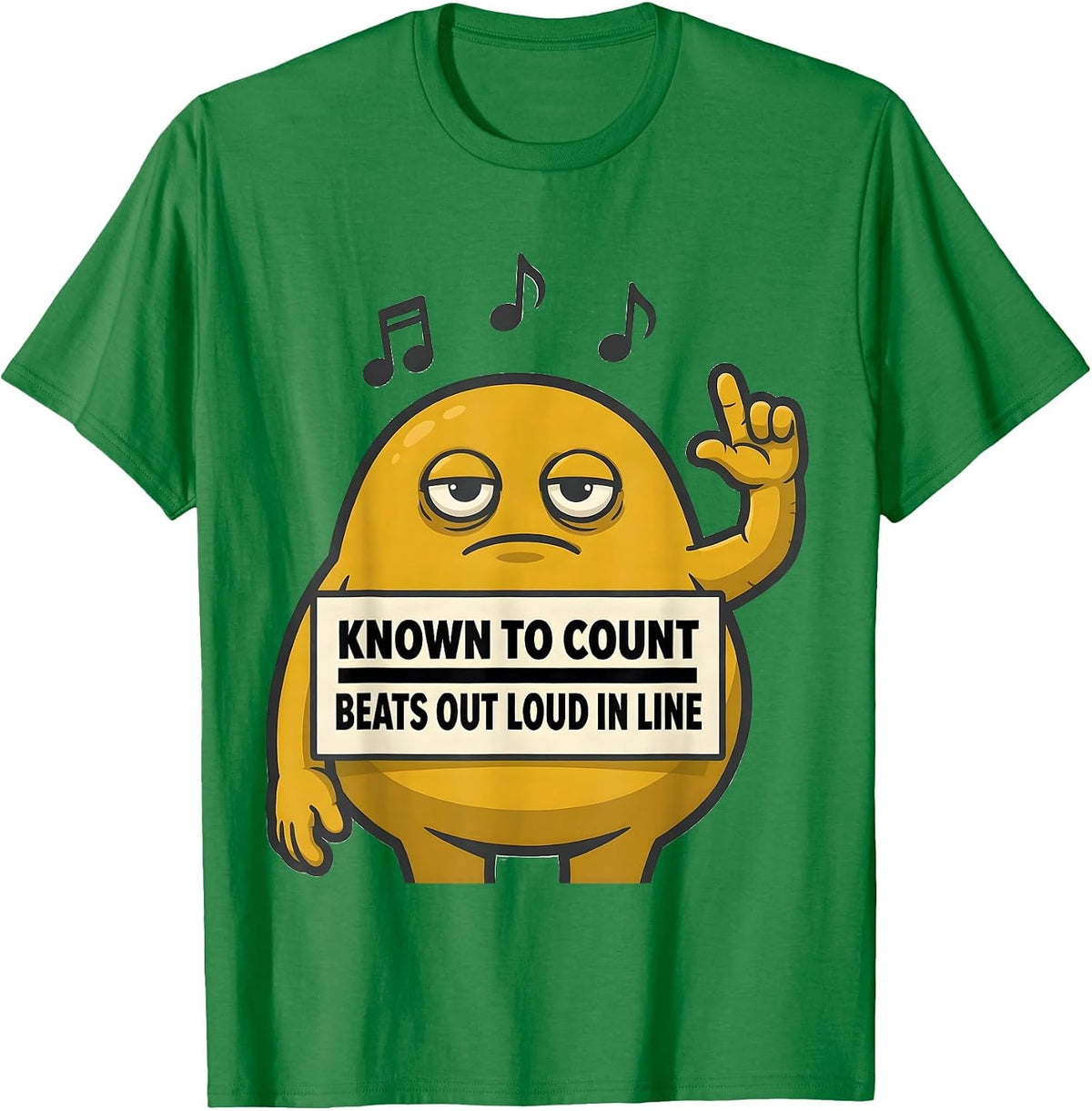 Men's Known To Count Beats Out Loud In Line Funny Music Lover Gift T-Shirt - Kelly Green