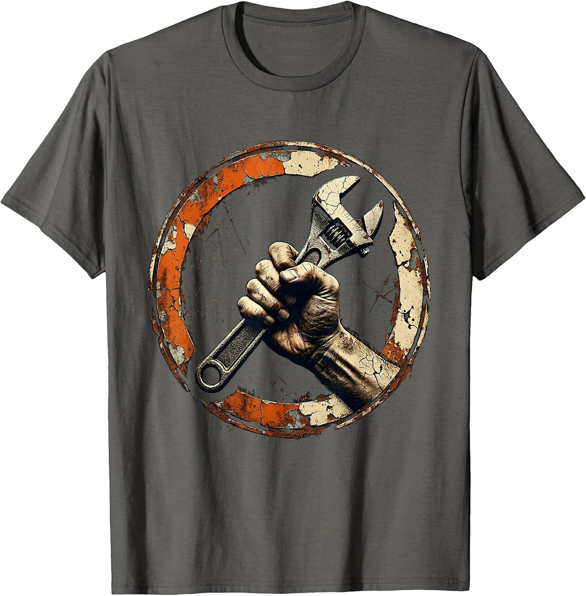 Blue Collar Wrench Grip Hard Worker Graphic T-Shirt - Asphalt Grey