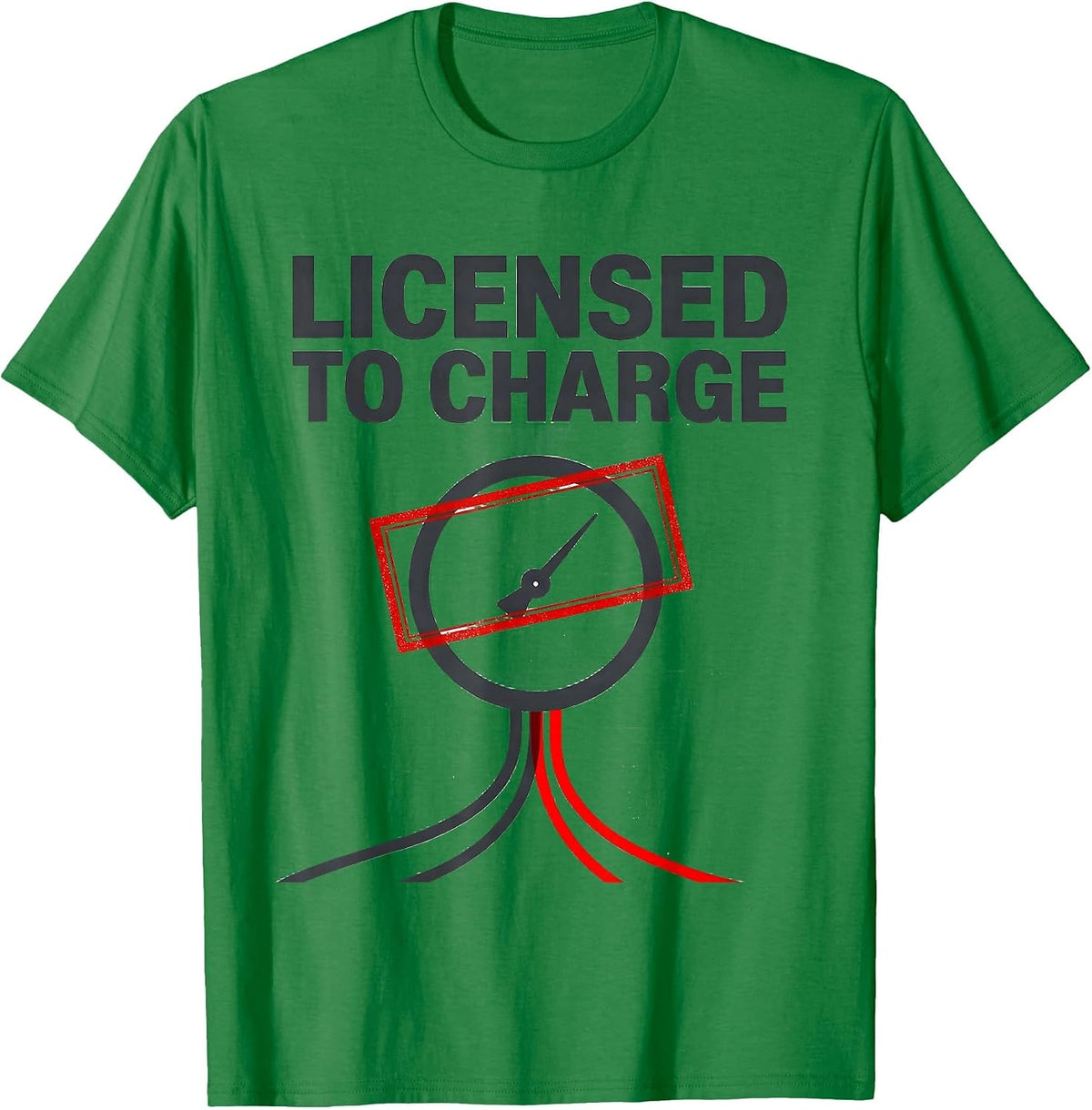 Men's Licensed To Charge Minimalist HVAC Technician Humor T-Shirt - Kelly Green
