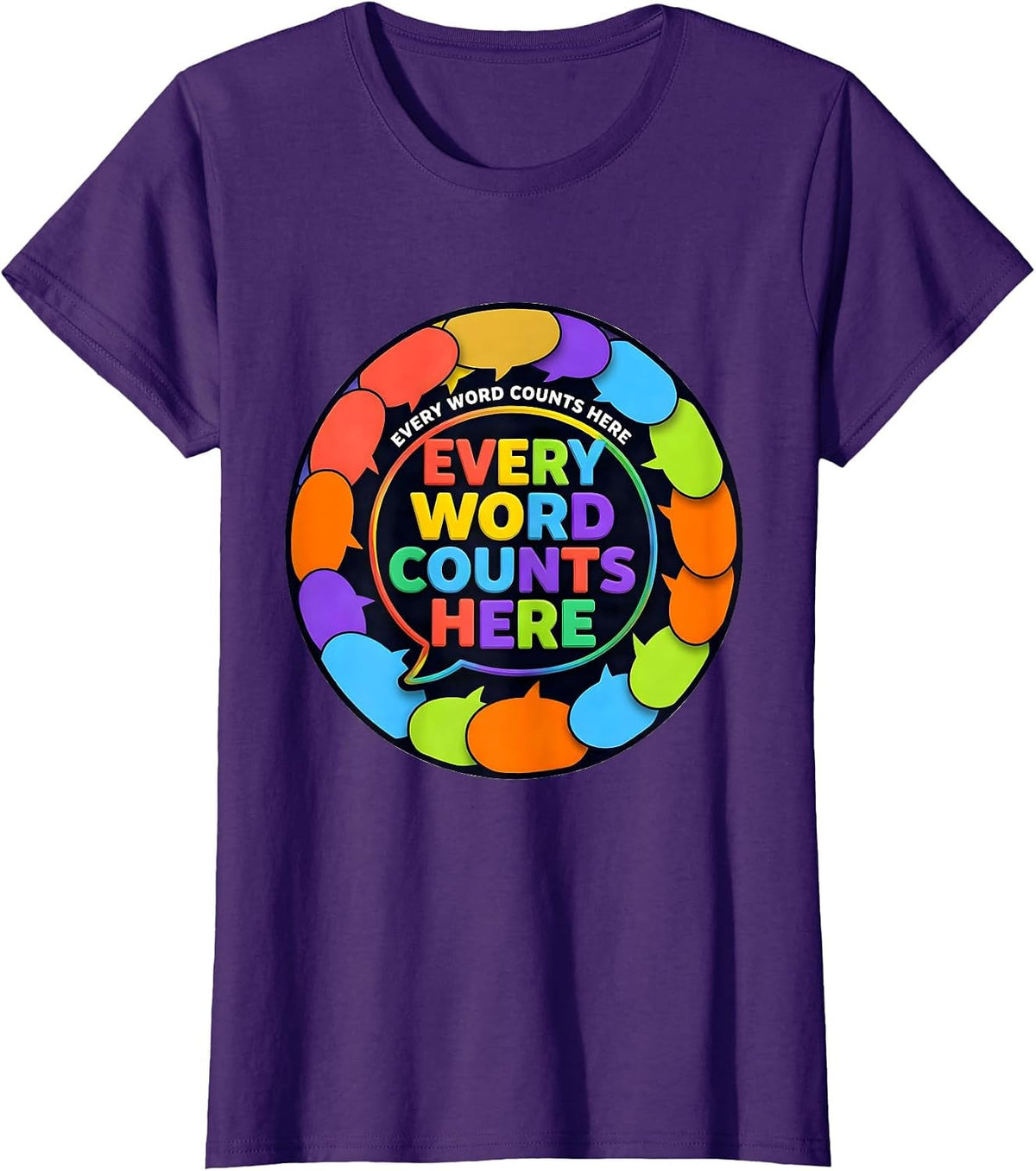 Women's Every Word Counts Speech Therapy Design T-Shirt - Purple