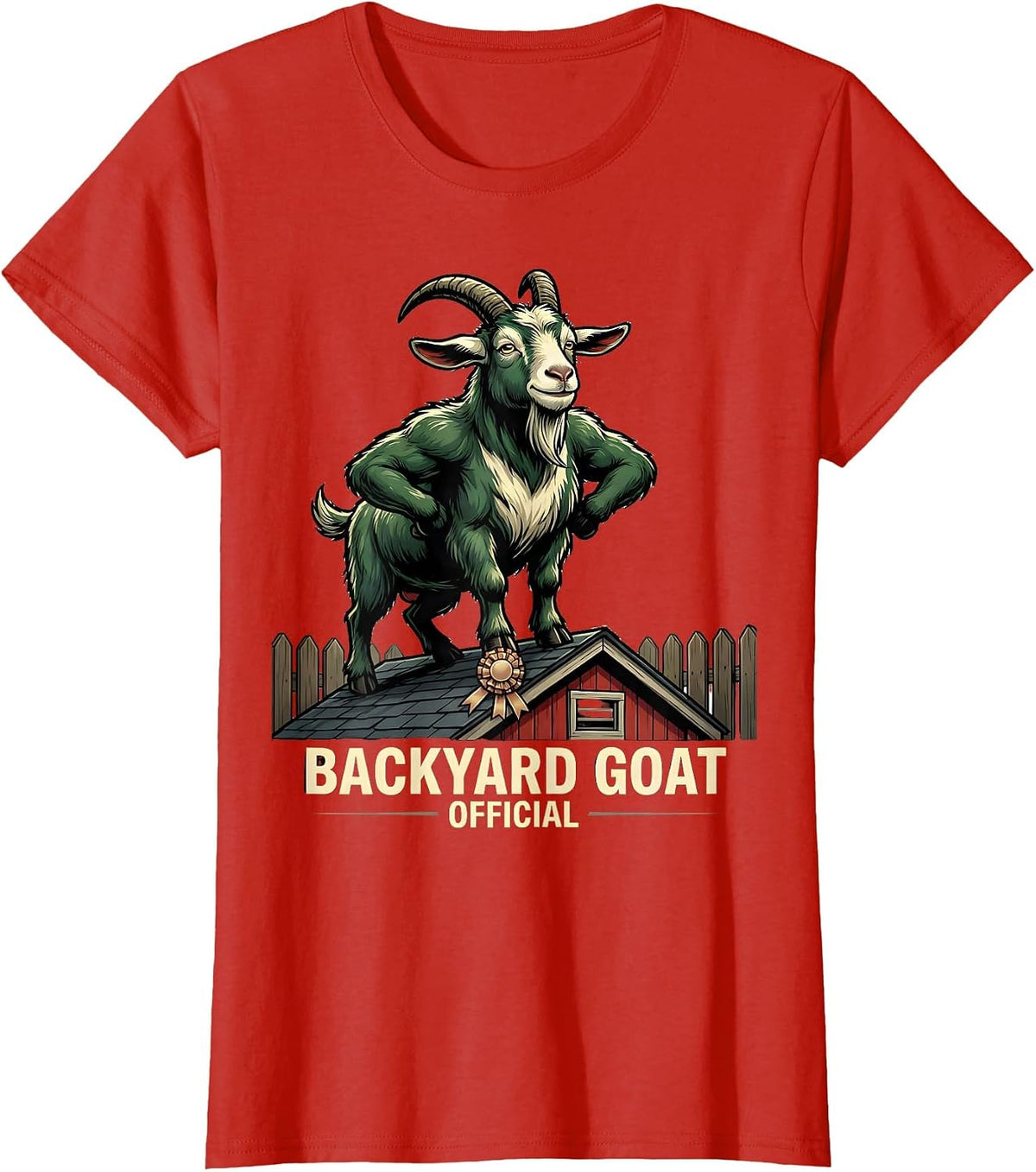 Women's Backyard GOAT Official Funny Goat Lover Farm Animal Humor T-Shirt - Red