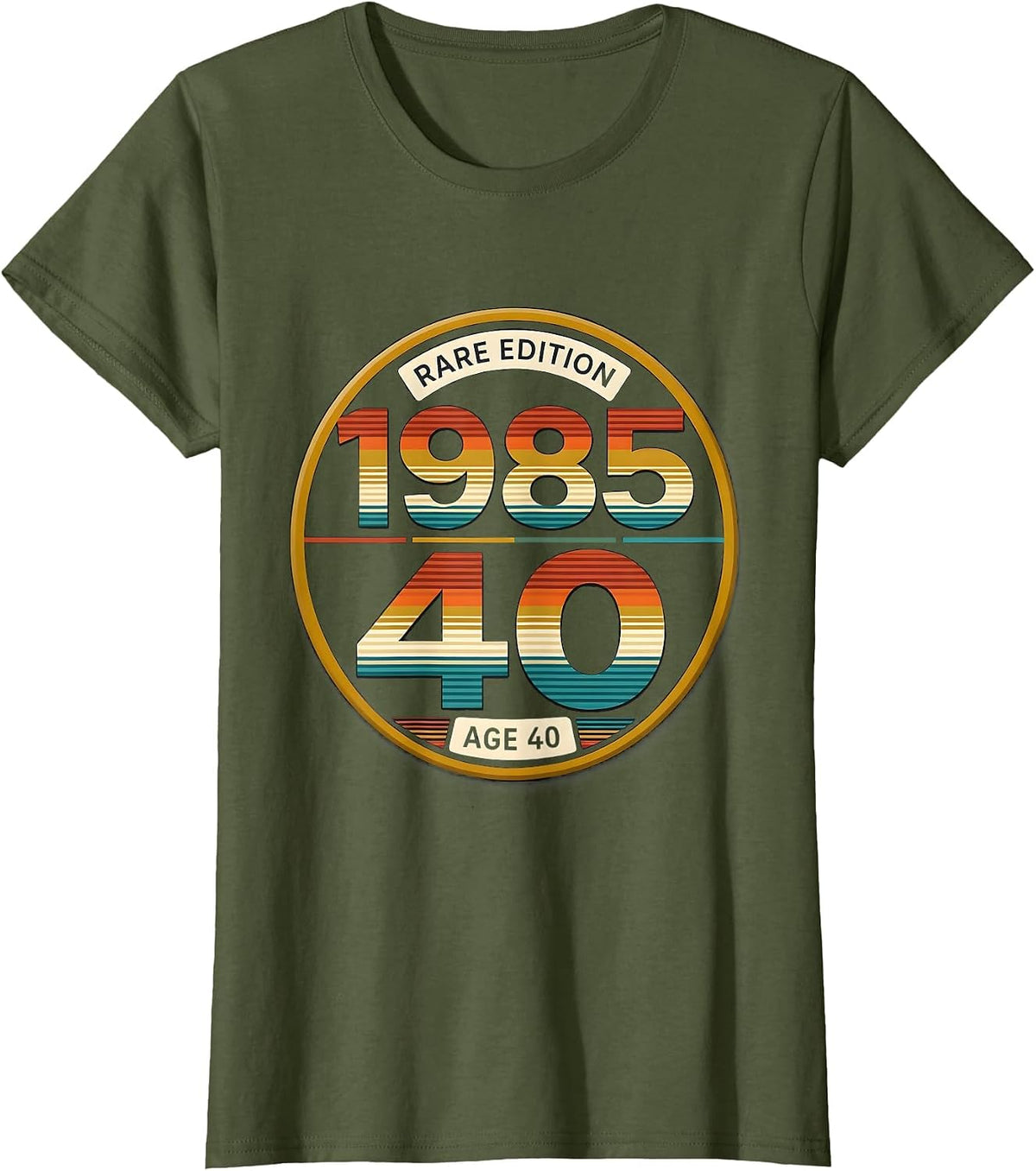 Women's Rare Edition 1985 Age 40 Vintage Birthday Milestone T-Shirt - Olive Green