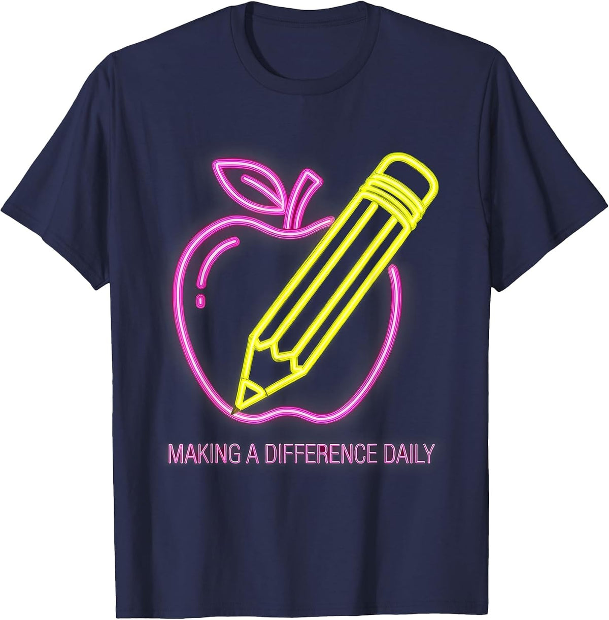 Making a Difference Daily Labor Day Teacher Design T-Shirt - Navy Blue