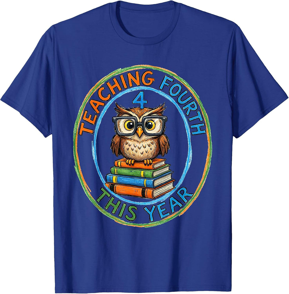 Men's Teaching Fourth This Year Naive Kidcore Grade Level Pride T-Shirt - Royal Blue