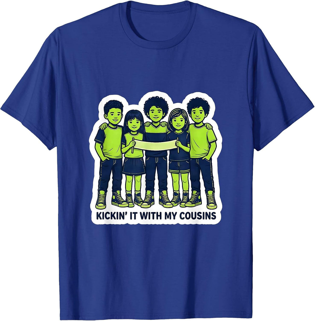 Kickin It With My Cousins Funny Family Reunion Matching T-Shirt - Royal Blue