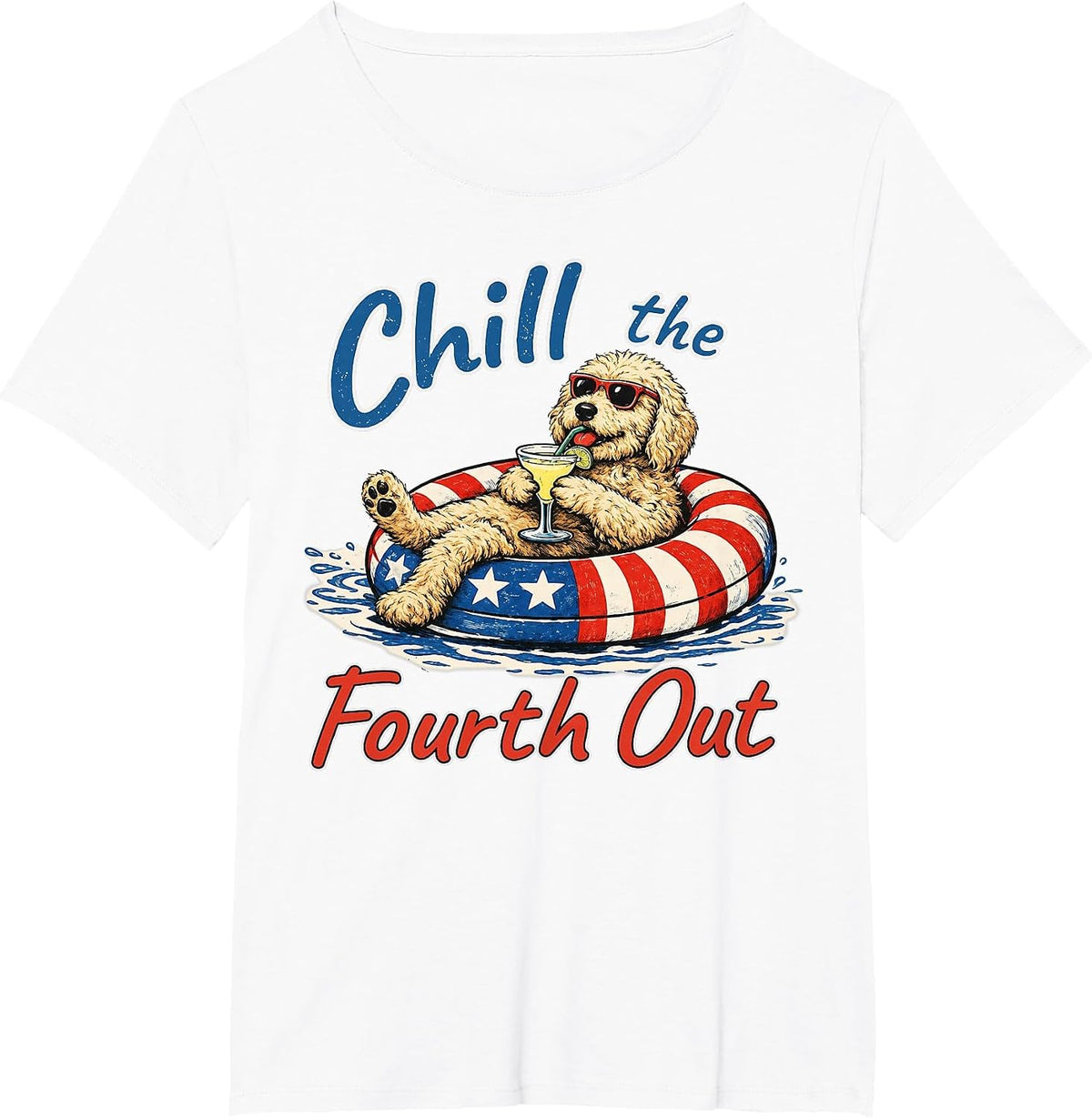 Chill The Fourth Out Funny Goldendoodle Dog Lover T-Shirt - White