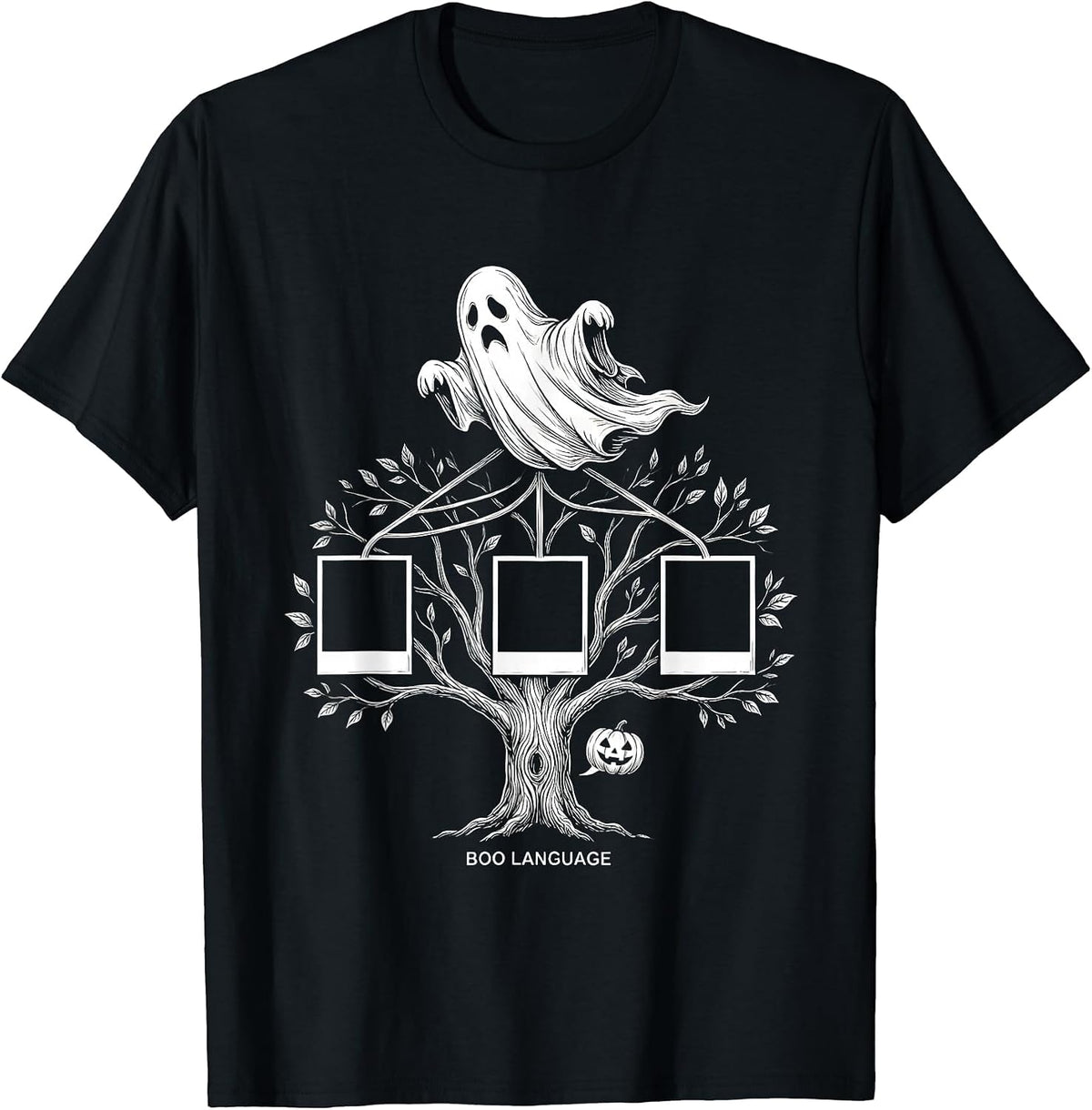 Men's Boo Language Funny Ghost Speech Therapy SLP Halloween T-Shirt - Black