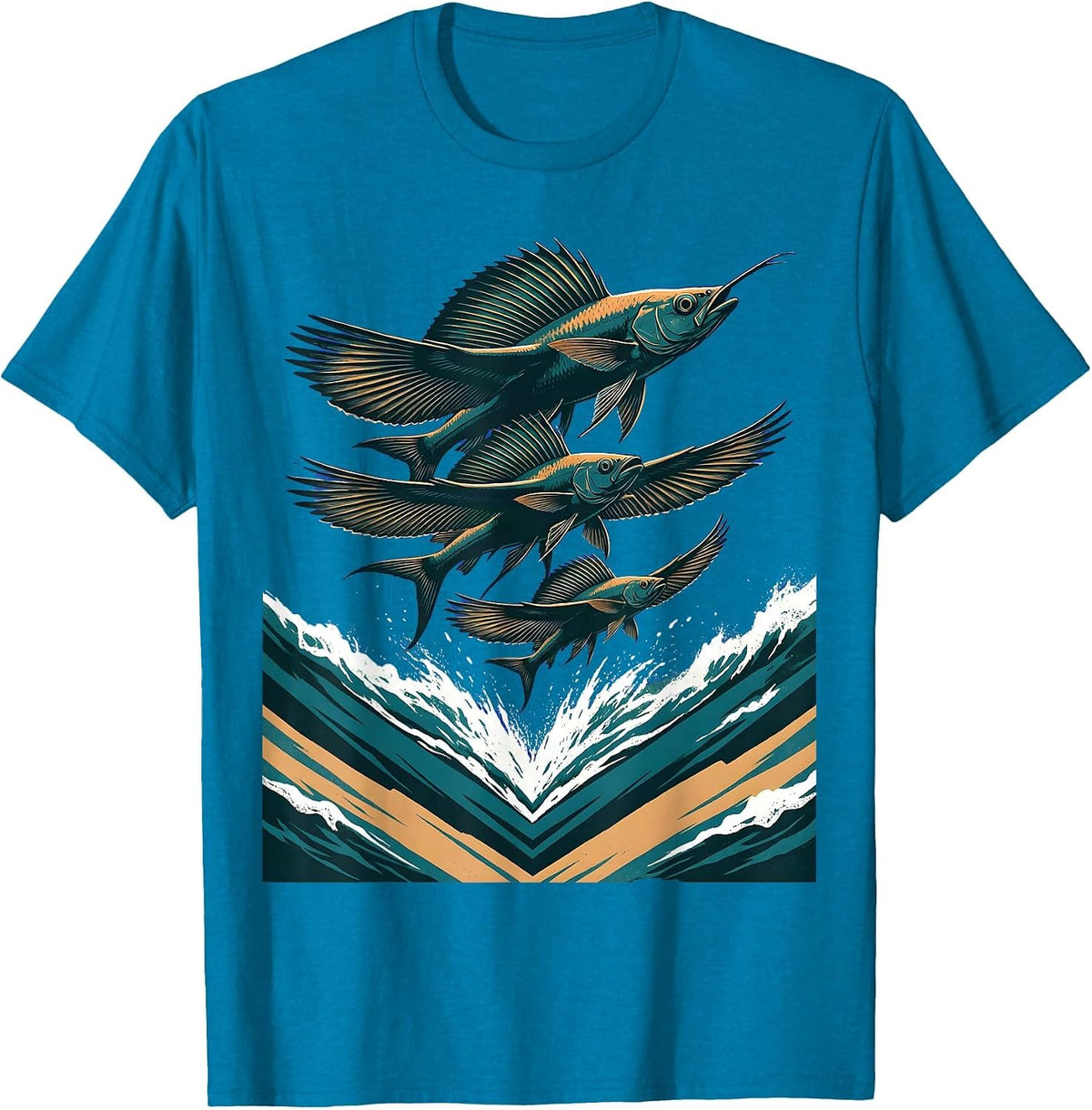 Flying Fish Cruise Ship Wake Graphic T-Shirt - Sapphire Blue