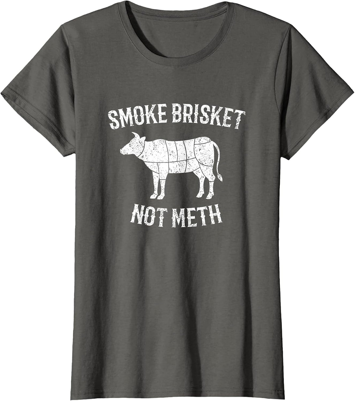 Smoke Brisket Not Meth T-Shirt Grilling Barbecue BBQ T-Shirt - Asphalt Grey