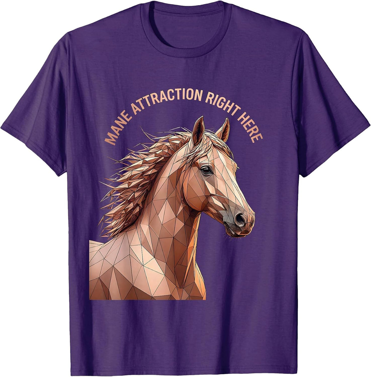 Men's Mane Attraction Here Horse Lover Design T-Shirt - Purple