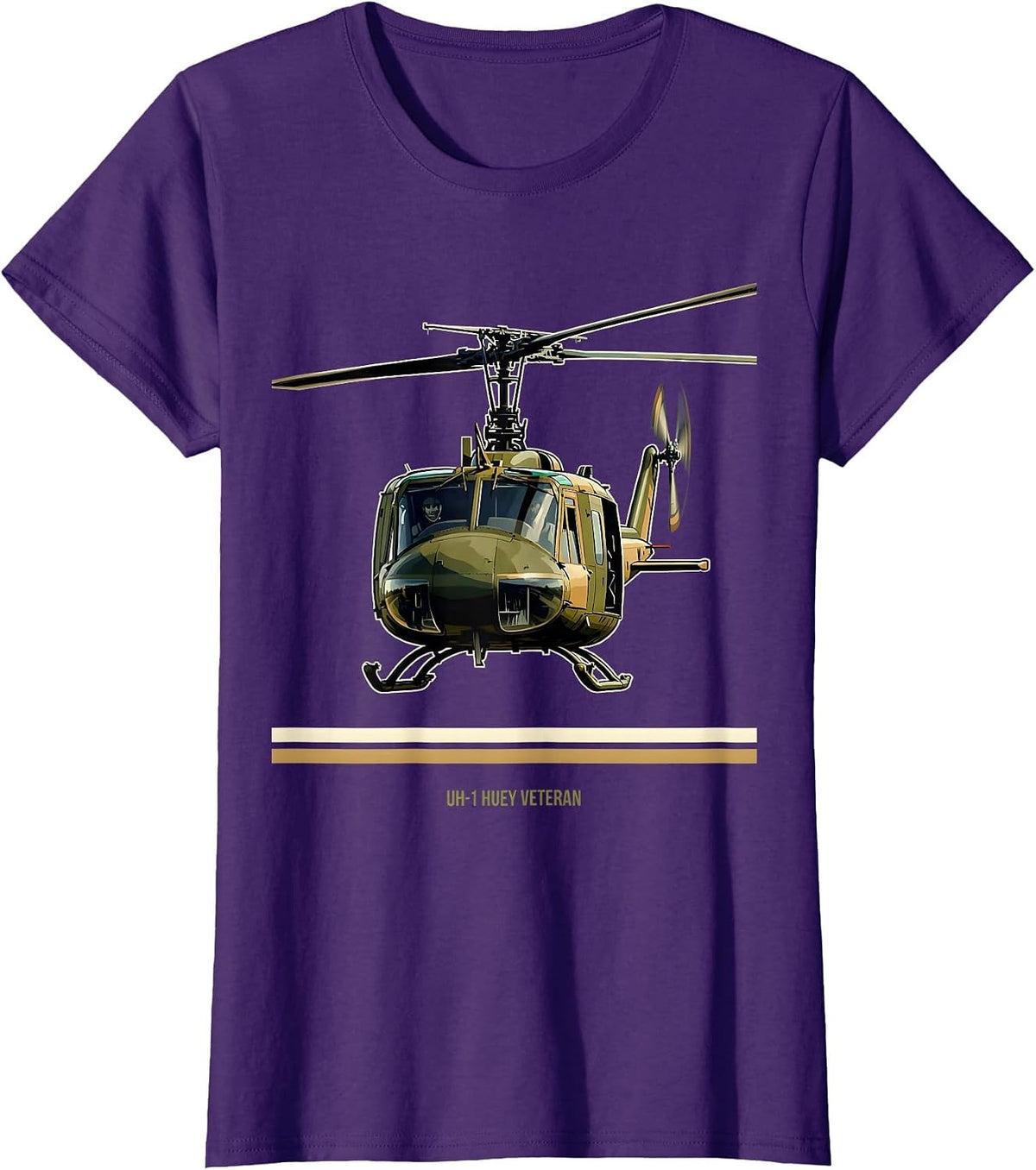 Women's UH-1 Huey Veteran Military Helicopter Pilot Aviation Pride T-Shirt - Purple