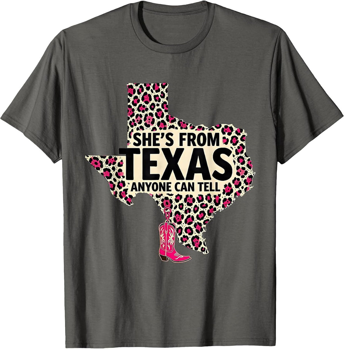 Men's She's From Texas Anyone Can Tell Western Cowgirl Pride T-Shirt - Asphalt Grey