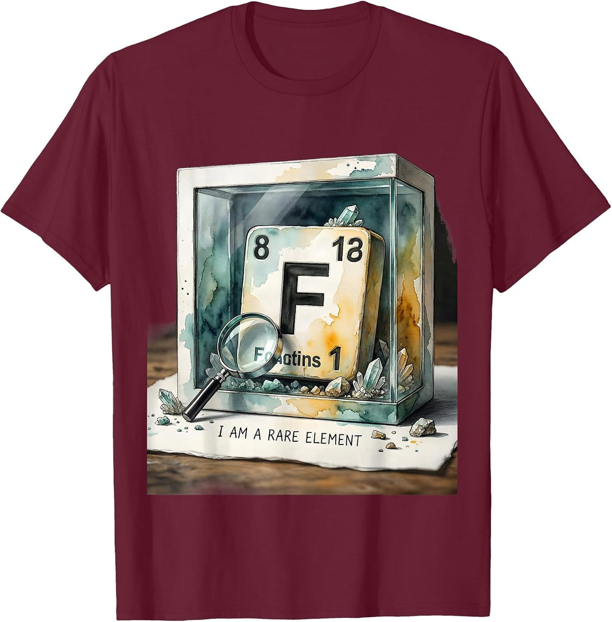 Men's I Am A Rare Element Watercolor Science Humor Nerd Gift T-Shirt - Burgundy