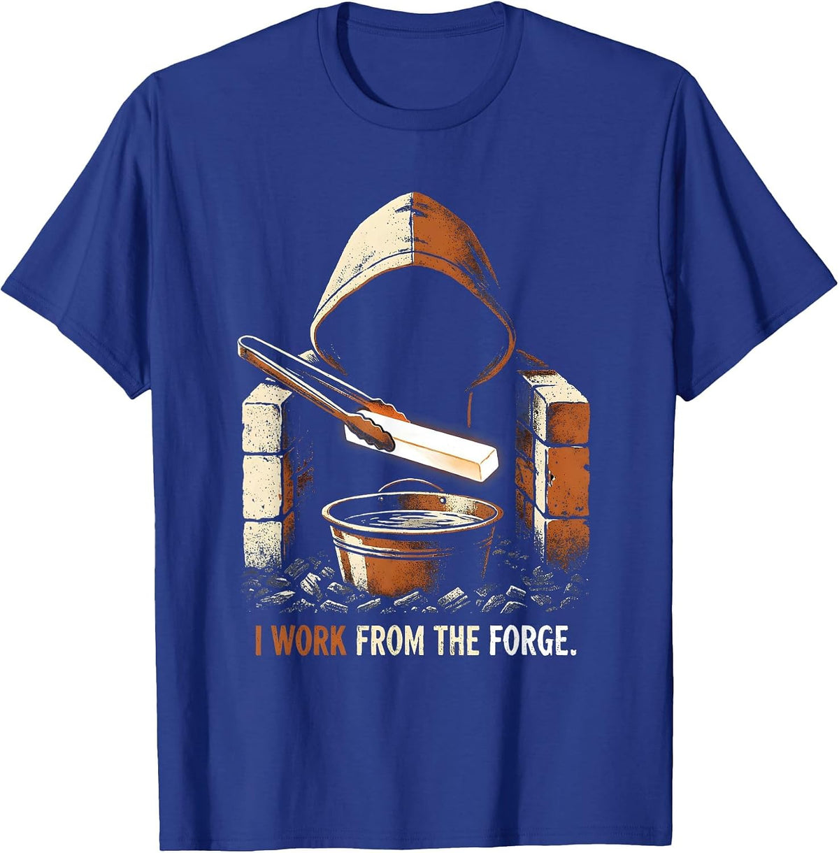 Men's I Work From The Forge Funny Blacksmith Forge Gift T-Shirt - Royal Blue