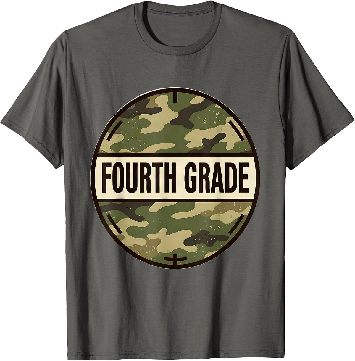 Fourth Grade Bold Distressed Camo Back To School Boys T-Shirt - Asphalt Grey