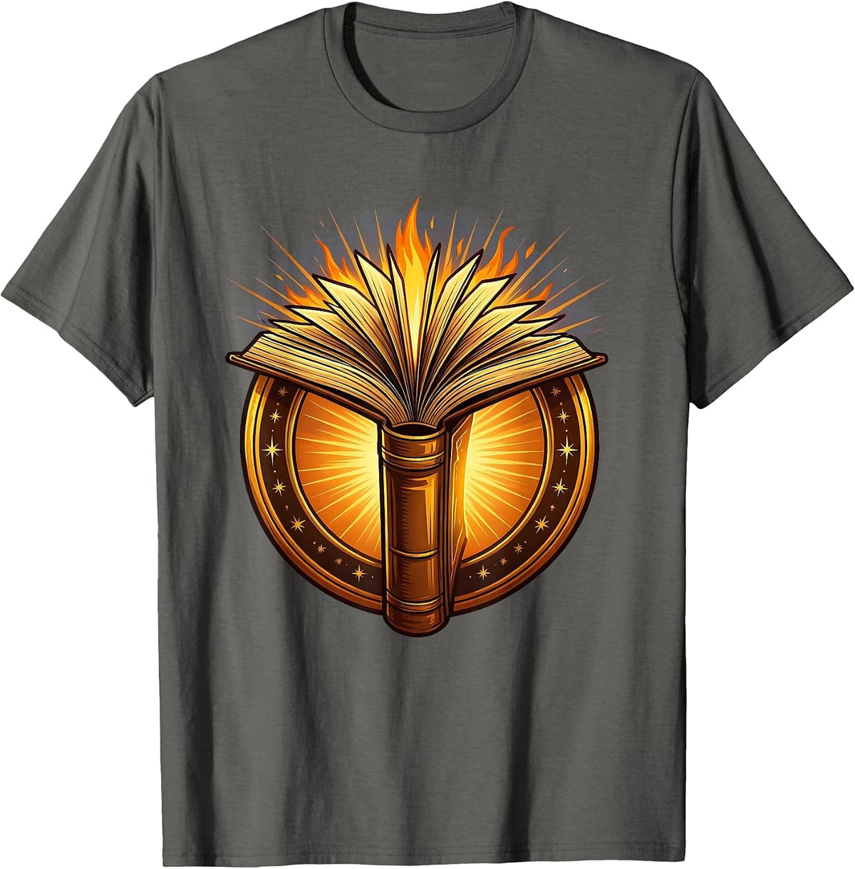 Reading Teacher Glowing Book Lantern Illustration T-Shirt - Asphalt Grey