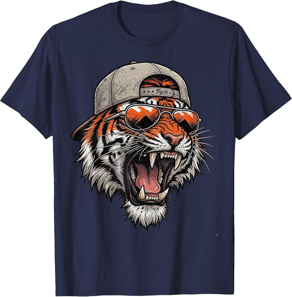 Tiger Retro Vintage T-Shirt - Navy Blue