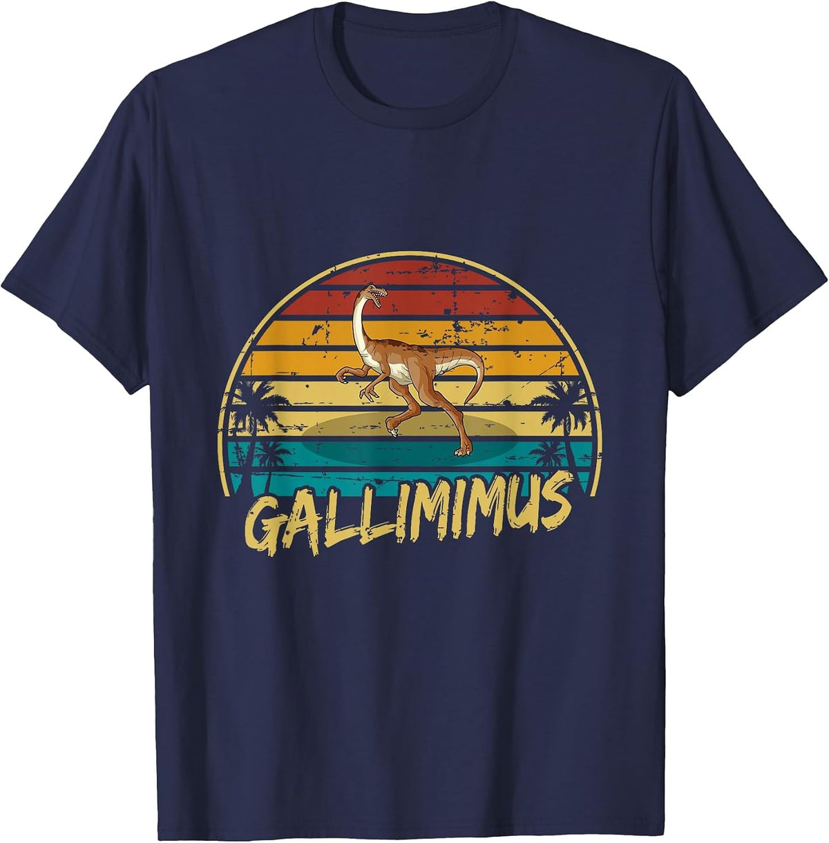 Dino Gallimimus Dinosaur T-Shirt - Navy Blue