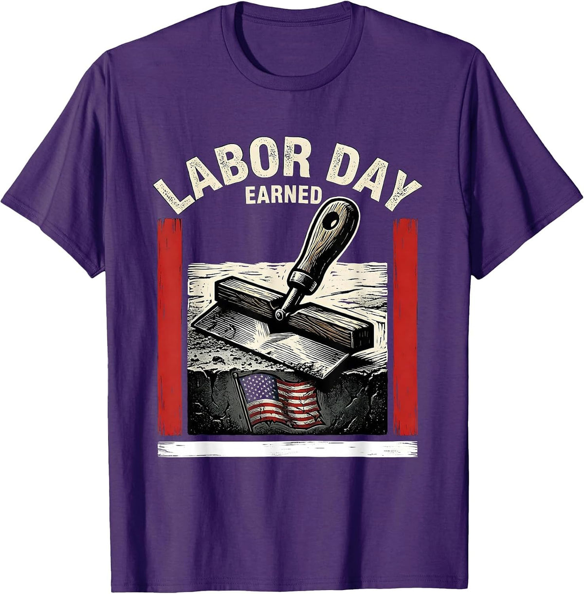 Labor Day Earned Distressed Blue Collar Pride Workwear T-Shirt - Purple